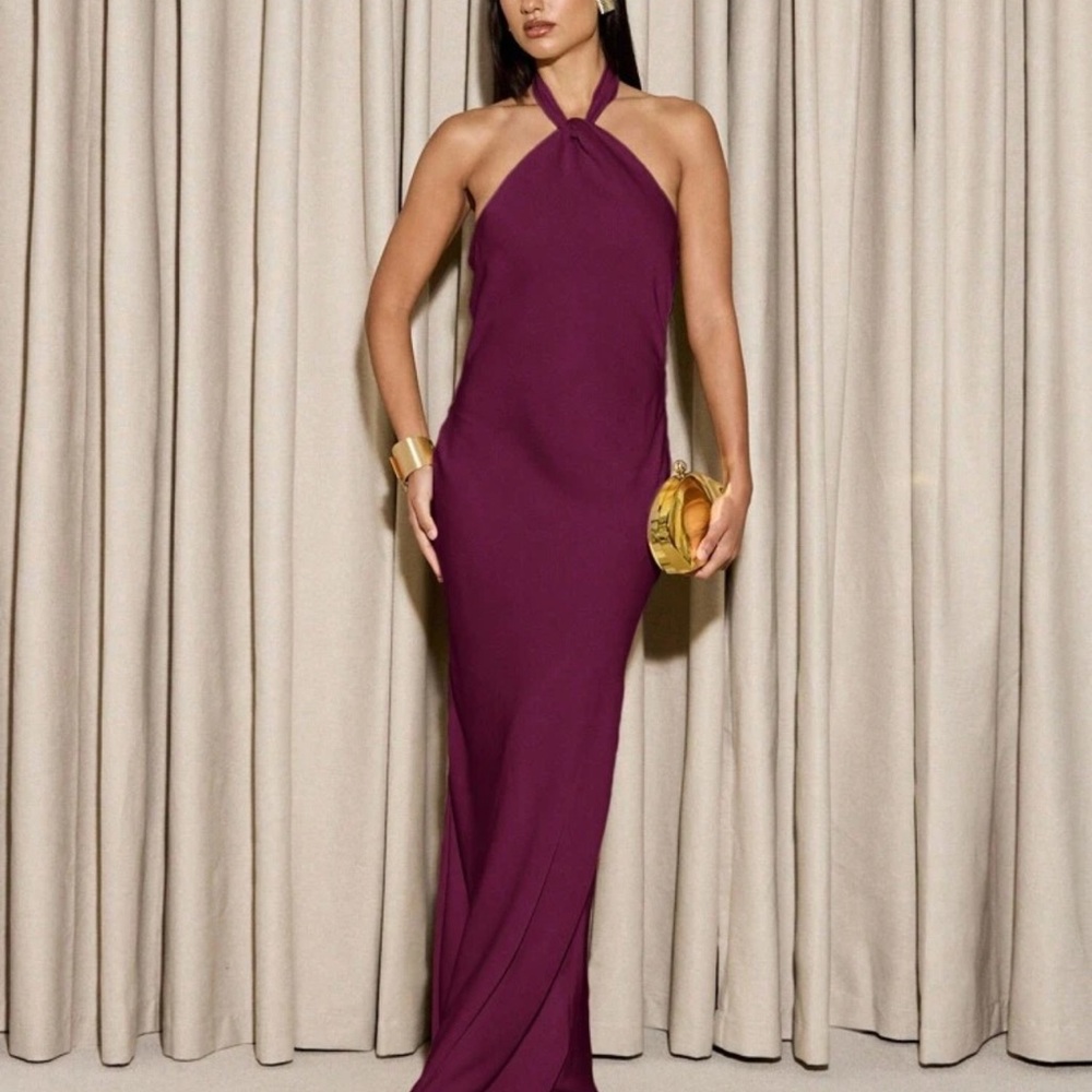 Elegant Purple Halter Dress